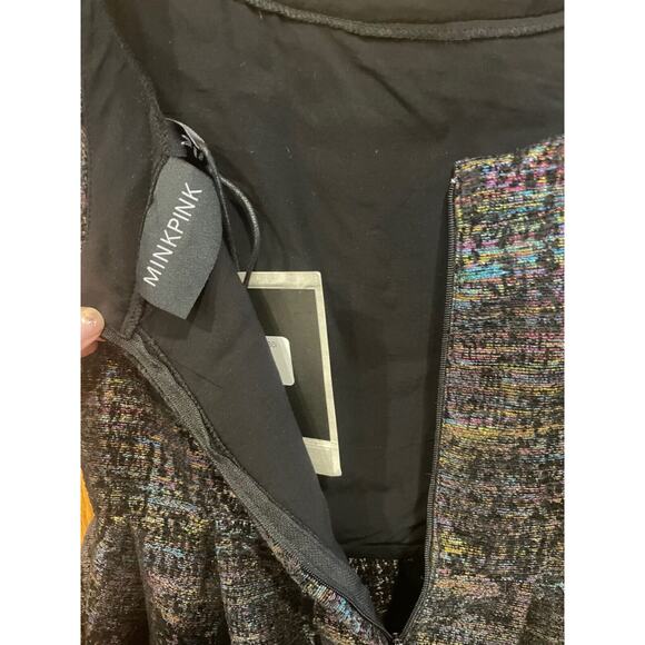 Minkpink Women's Sparkly Black Dress Med Mini Formal Cocktail Party Prom Dance - Picture 5 of 10